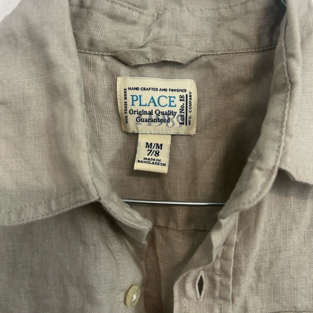 Linen Vintage Children’s Place 1989 Tan Kids Button-Up Shirt - Picture 3 of 4